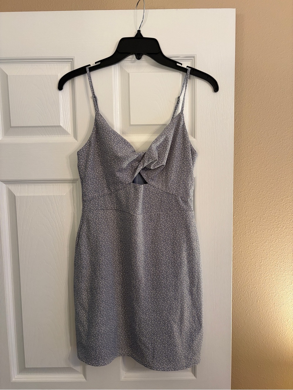 Abercrombie & Fitch Light Blue Floral Twist-Front Mini Dress